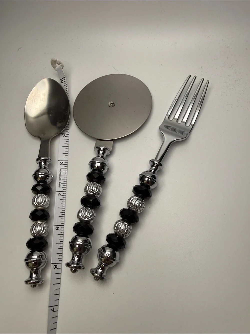Beaded Stainless Steel Serving Set - Black